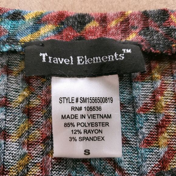 Travel Elements Tunic Women’s S Multicolor 3/4 Sleeve Stretch Asymmetrical Boho - Picture 6 of 9